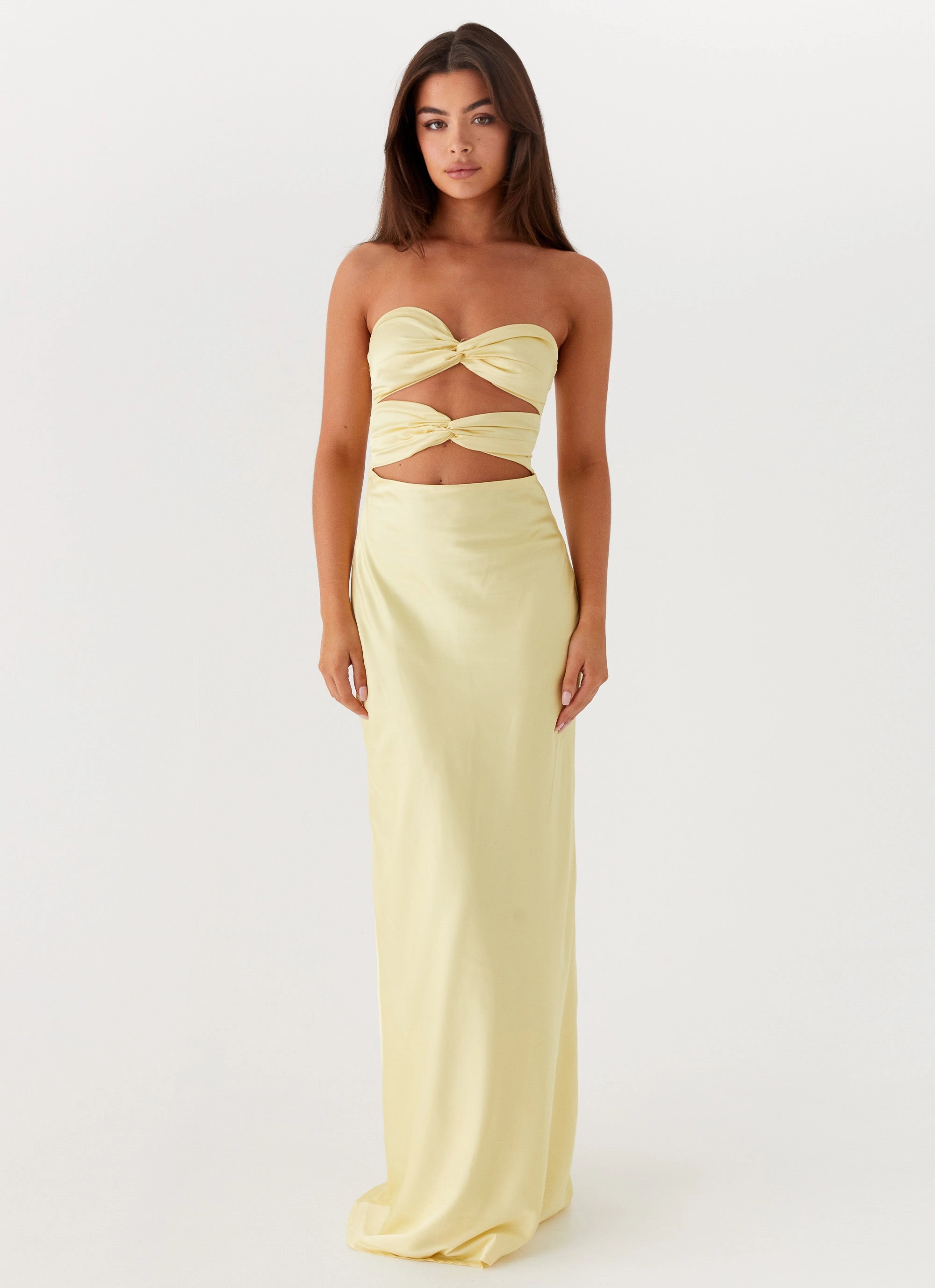 Tianna Strapless Maxi Dress - Yellow Elegant Styling Office Wear