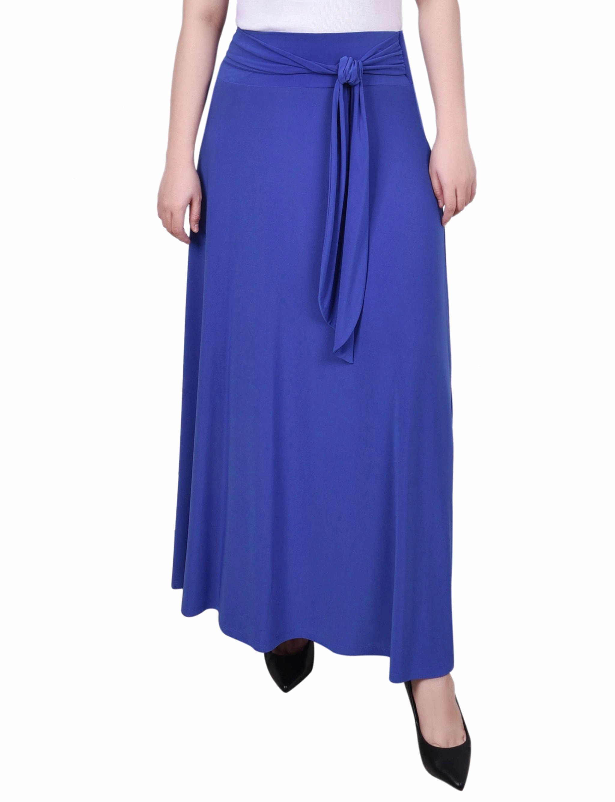 Maxi Skirt With Sash Waist Tie Snap-Closure