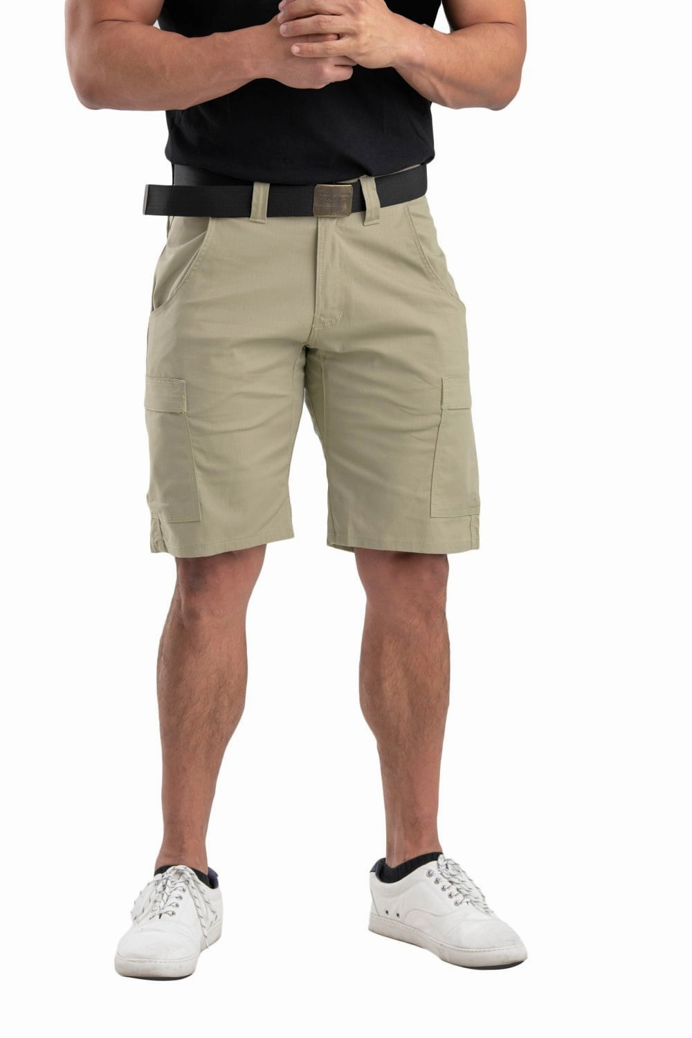 Berne Mens Sand Cotton Blend Heartland Flex Ripstop Cargo Short Flattering Design