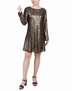 Long Sleeve Sequin Dress Brunch Outfit Relaxed Style Wear