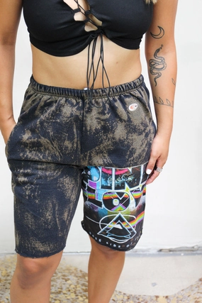 Cold-Weather Ready Cozy And Stylish Pink Floyd Acid Wash Sweat Shorts