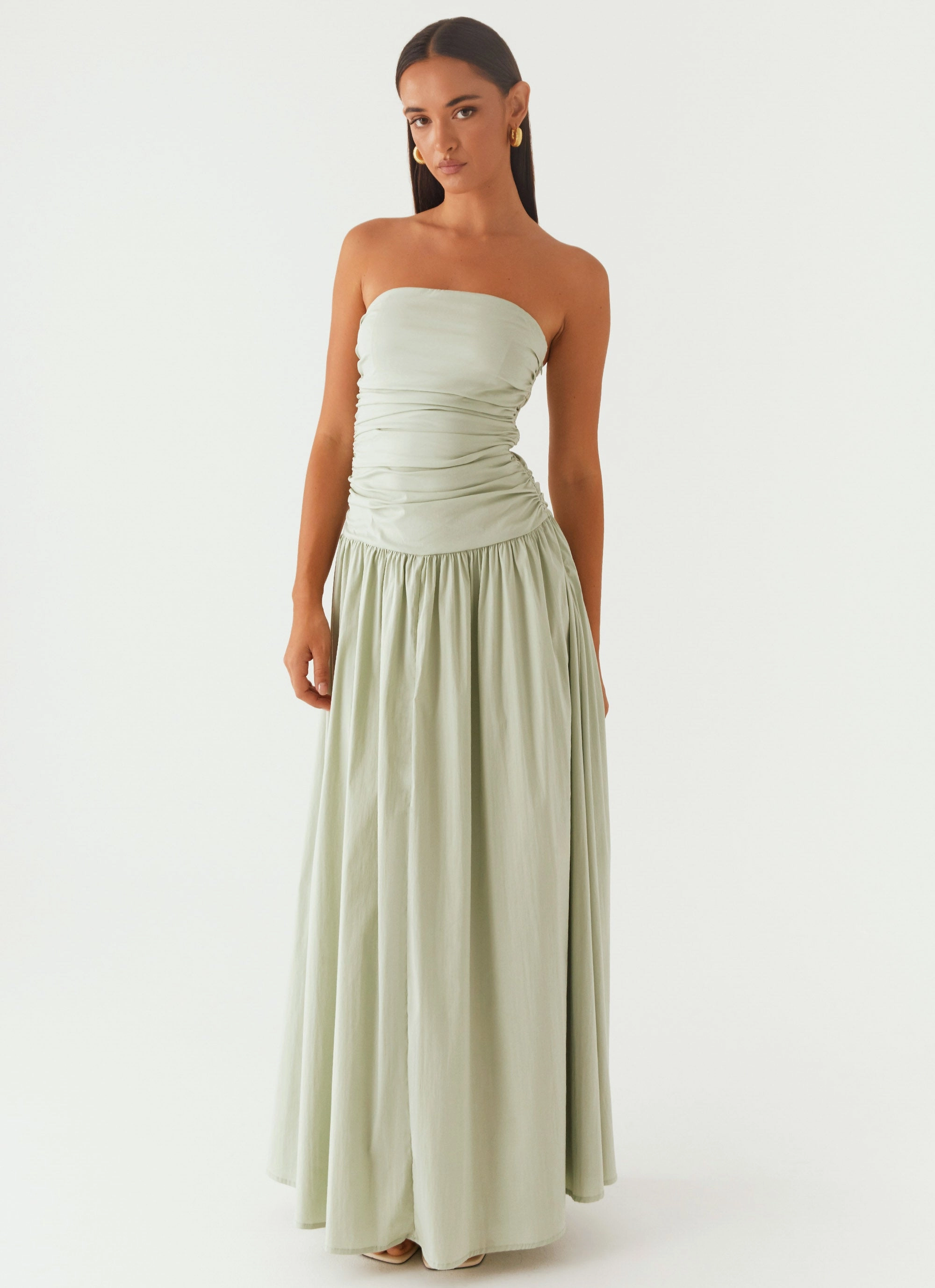 Classic Cut Carmel Maxi Dress - Sage