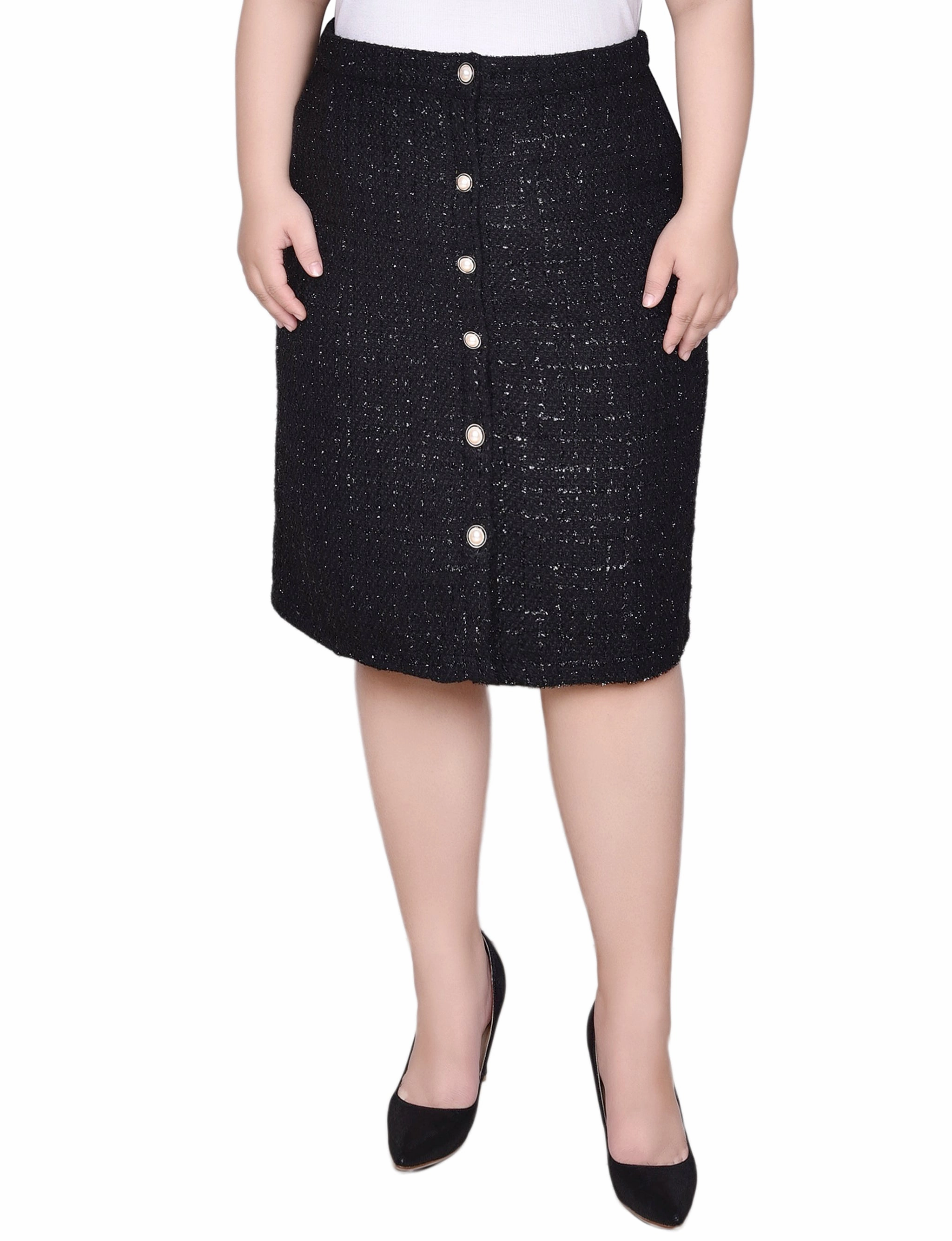 Urban Style Fall Flow Plus Size Knee Length Slim Tweed Knit Skirt