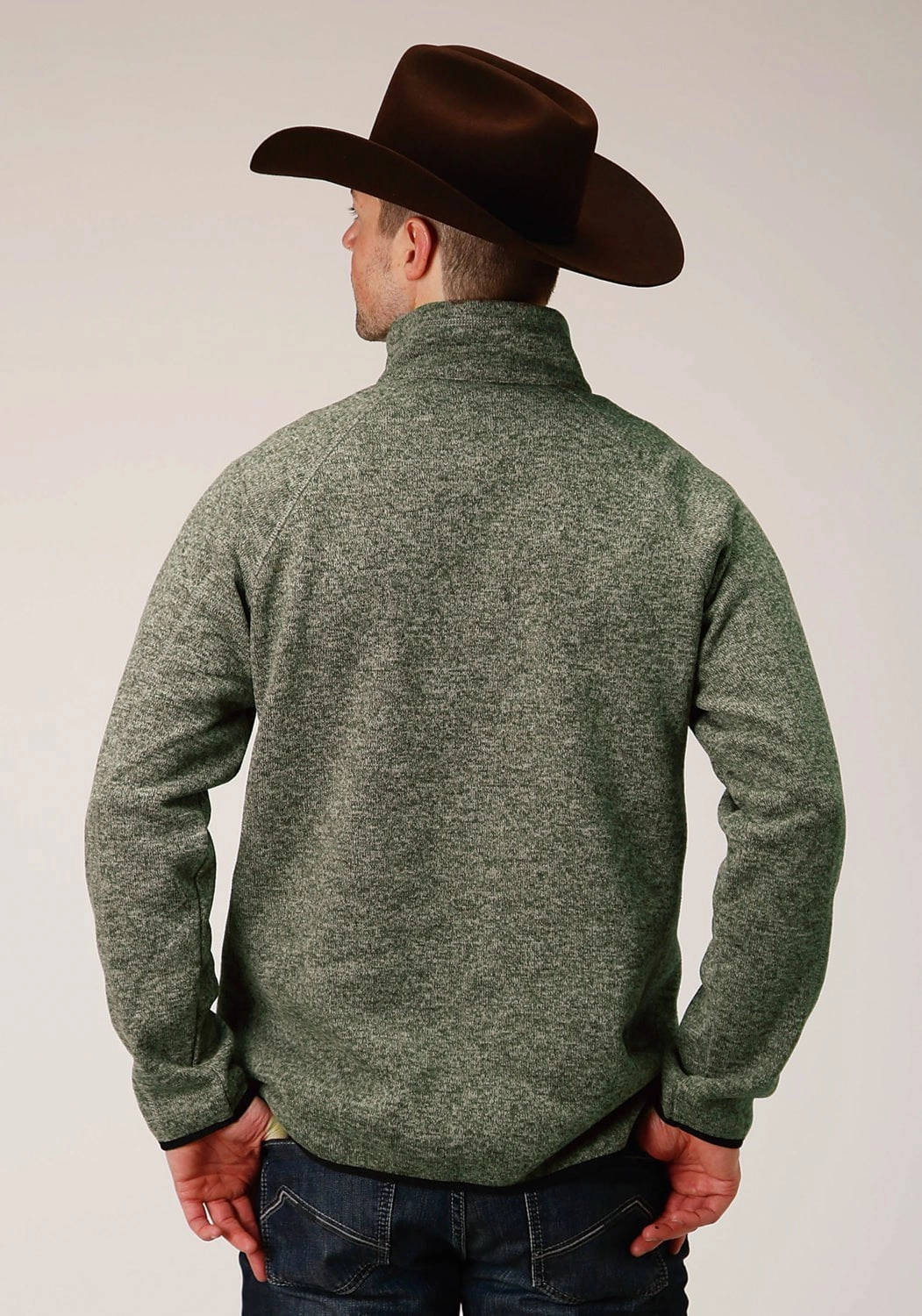 Stetson Mens Green Polyester Bonded Knit Sweater Layered Look