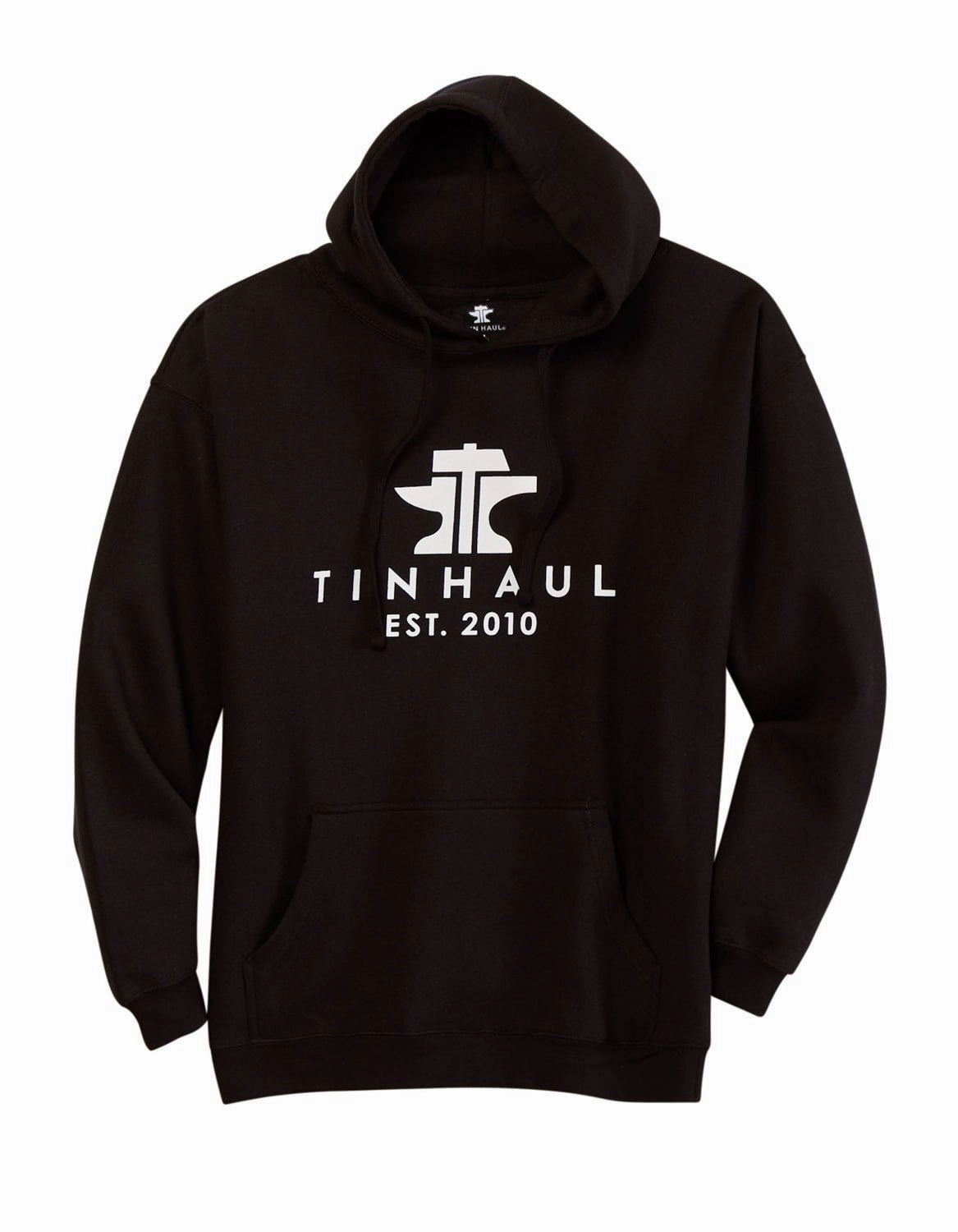 Tin Haul Mens Basic Anvil Logo Black Cotton Blend Hoodie Moisture Wicking Material Double Layered Collar