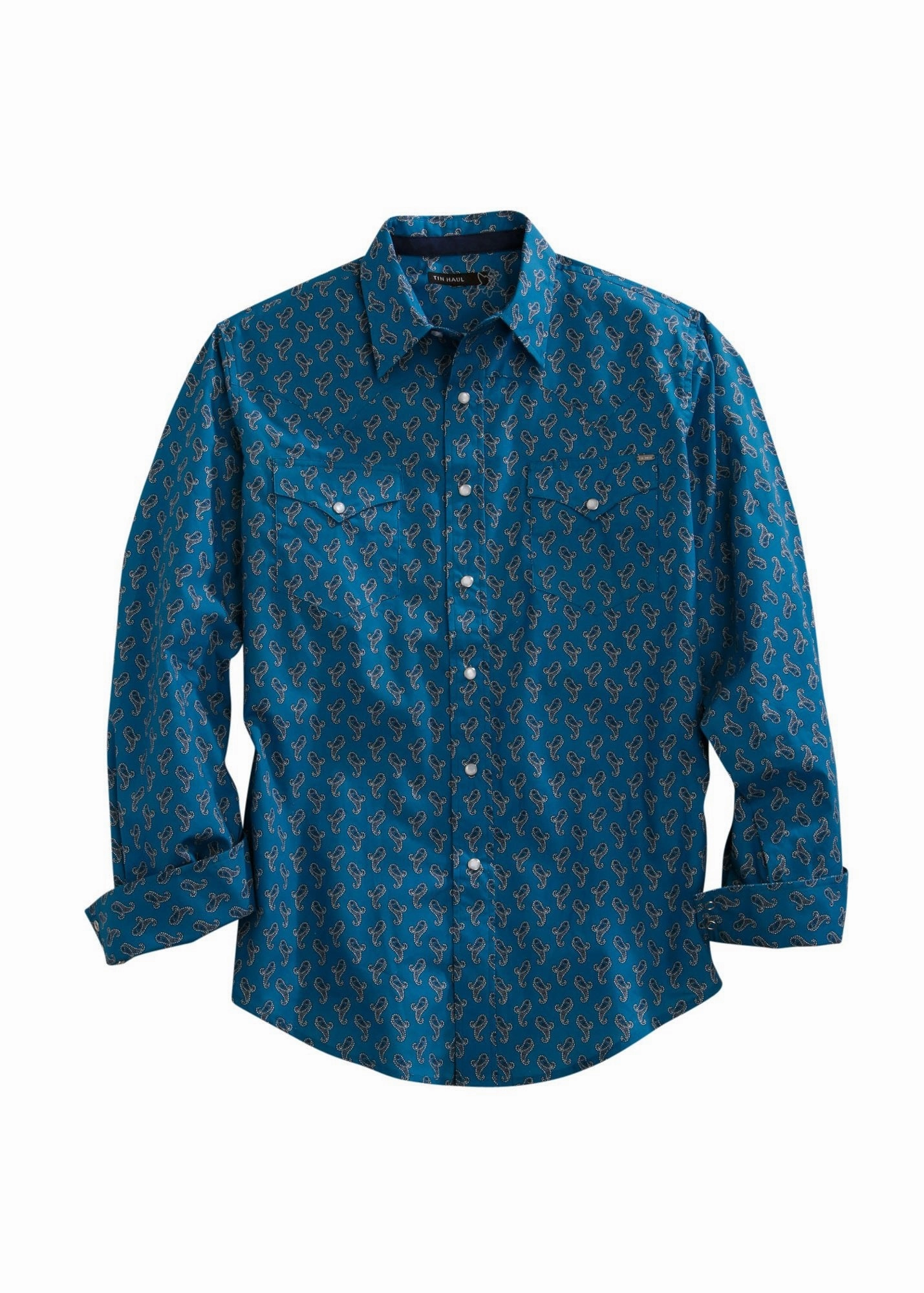 Unisex Choice Tin Haul Mens Blue 100% Cotton Grid Paisley L/S Shirt