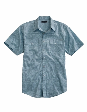 Classic Design Tin Haul Mens Dot Matrix Aztec Blue 100% Cotton S/S Shirt