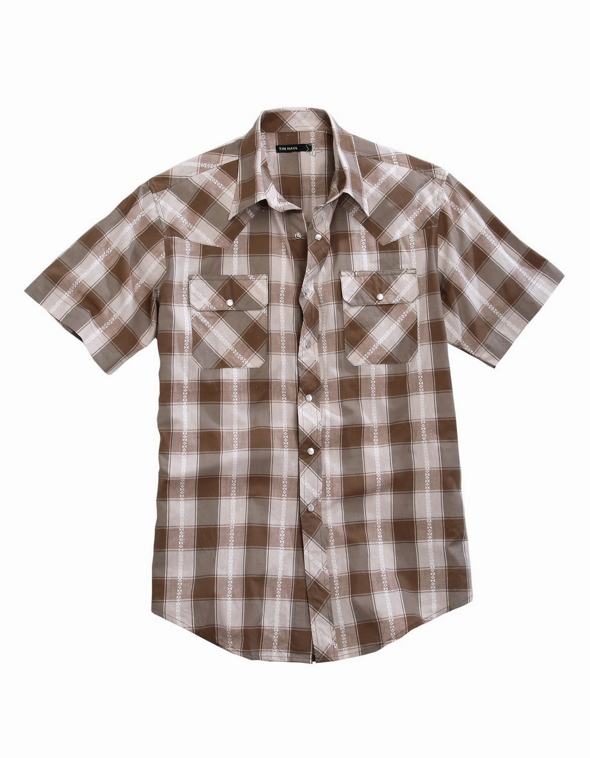Tin Haul Mens Grey 100% Cotton Buffalo Dobby S/S Shirt Soft Material Timeless Classic