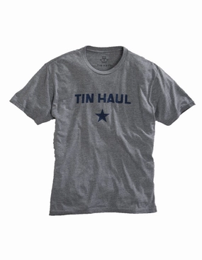 Tin Haul Mens Heather Grey Cotton Blend Star with Lines S/S T-Shirt Unisex Design Geometric Design