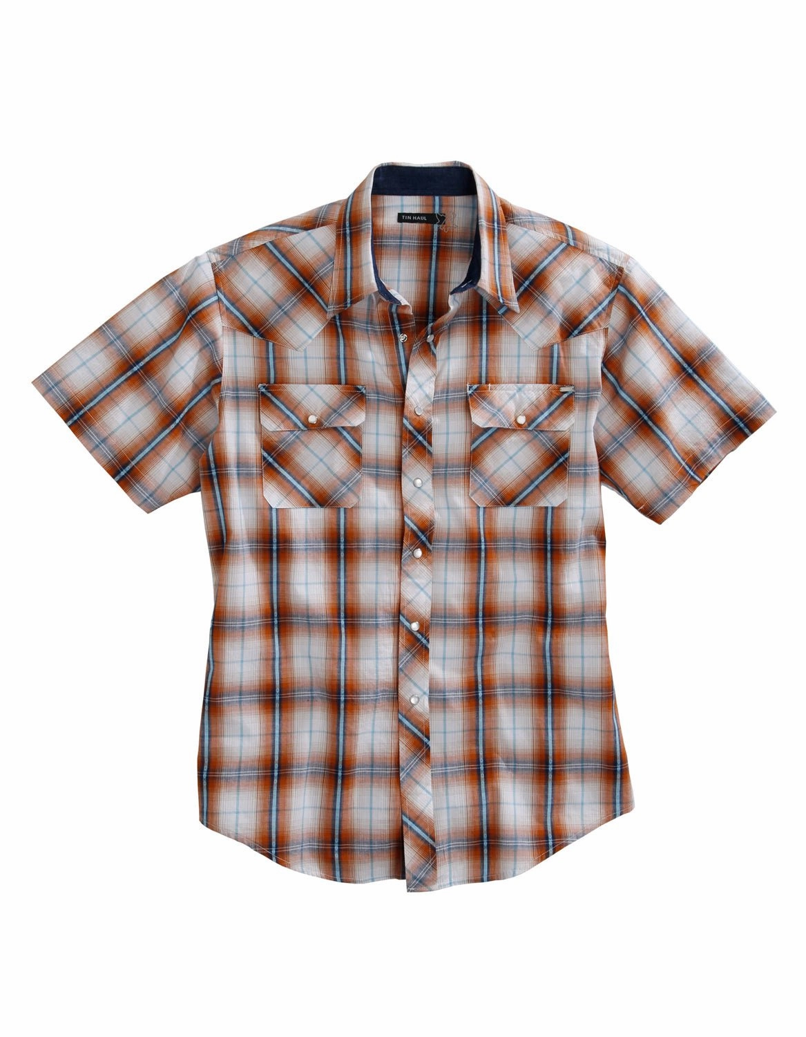 Wardrobe Must-Have Tin Haul Mens Orange 100% Cotton Diamond Dobby S/S Shirt