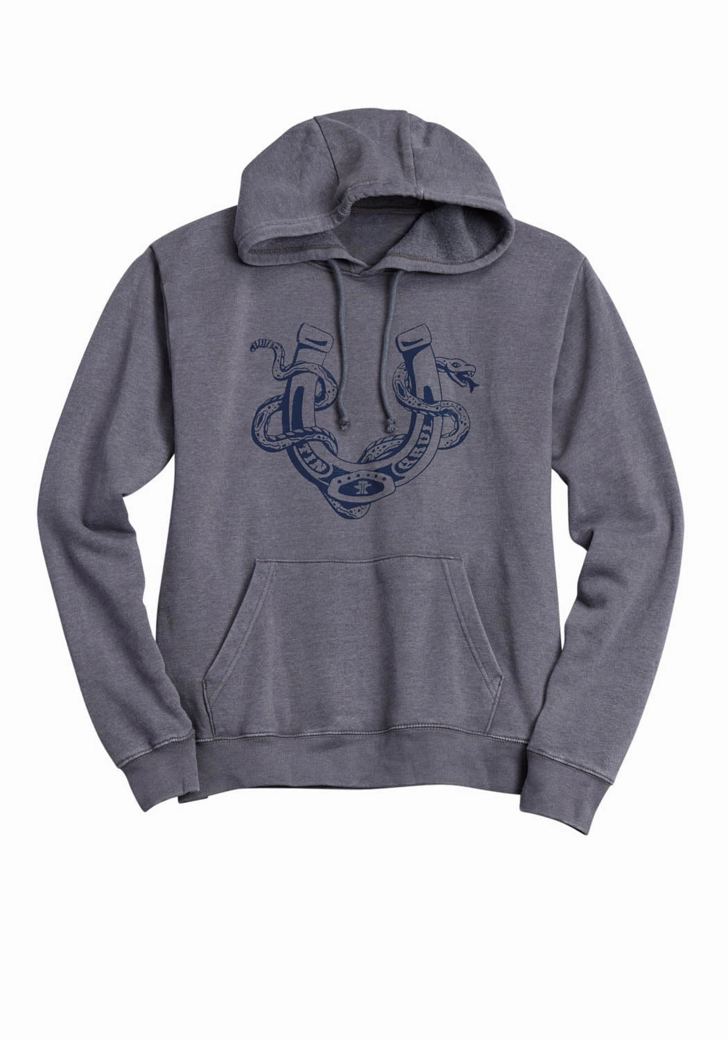 Tin Haul Mens Snake Around Horseshoe Grey Cotton Blend Hoodie Wind Resistant Coating