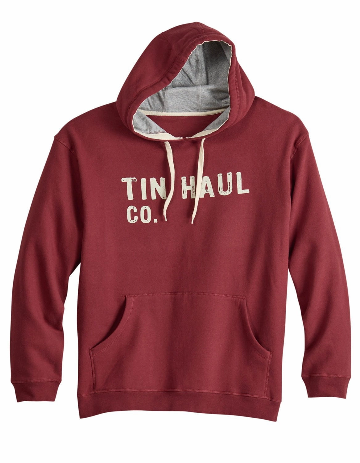 Tin Haul Mens Sueded Heather Oxblood Cotton Blend Hoodie Minimalist Aesthetic
