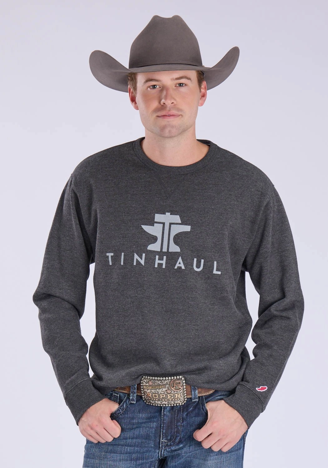 Bold colors Adjustable Cuffs Tin Haul Mens Ultra Soft Fleece Heather Charcoal Poly/Cotton Sweatshirt