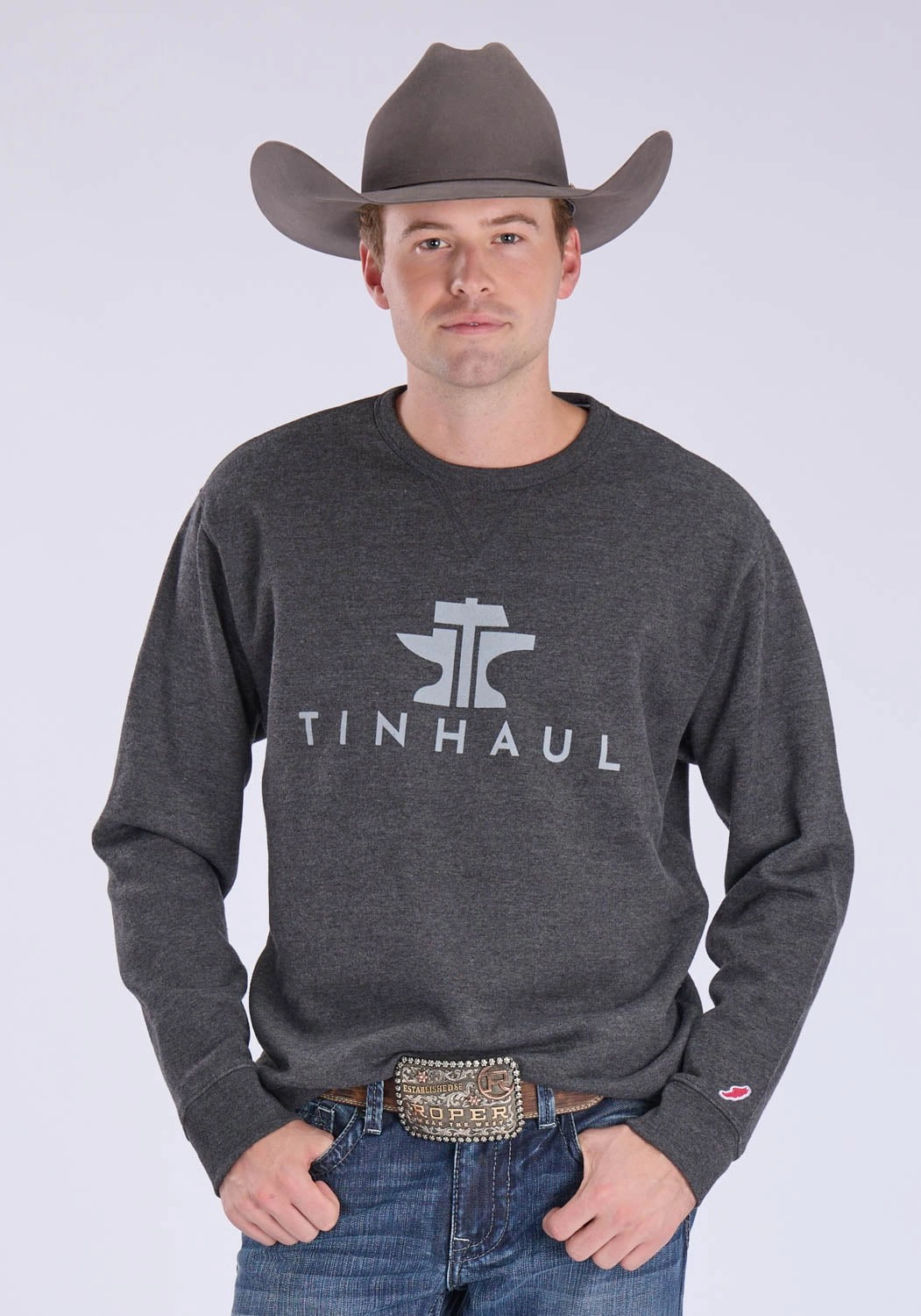 Layered Look Easy Care Tin Haul Mens Ultra Soft Fleece Heather Charcoal Poly/Cotton Sweatshirt