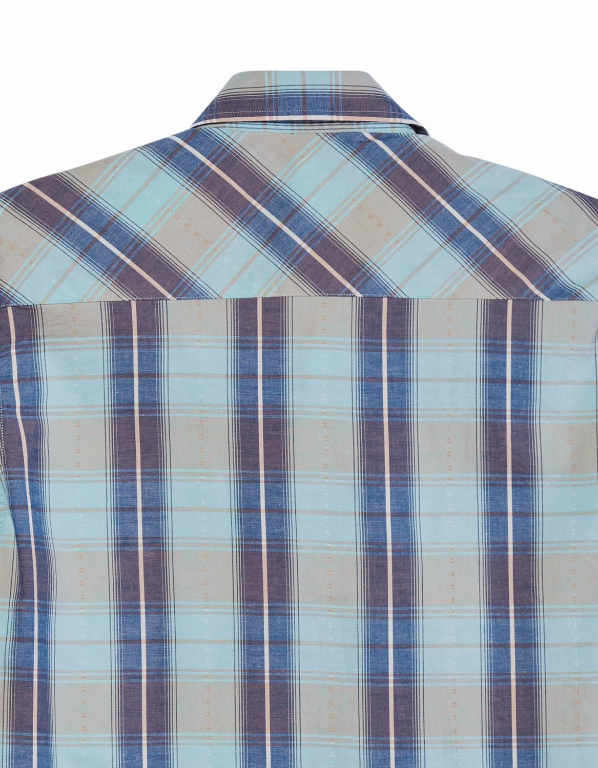 Double Stitched Seams Durable Button Closures Tin Haul Mens Vintage Dobby Plaid Blue 100% Cotton L/S Shirt