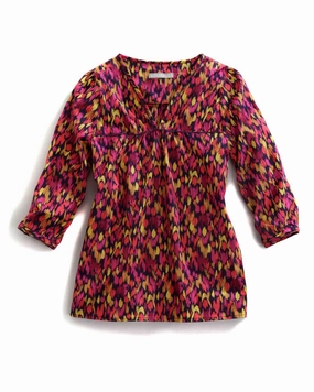 Tin Haul Womens 9495 Confetti Camo Multi-Color 100% Cotton S/S Blouse Anti Cling Fabric Casual Hangout