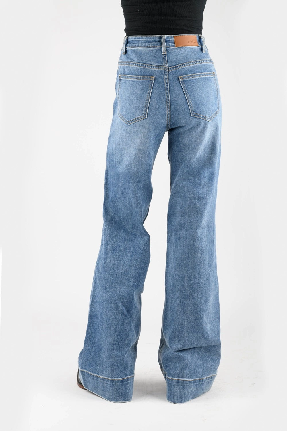 No Bulk Seam Design Tin Haul Womens Claire Angled Side Seam Blue Cotton Blend Jeans