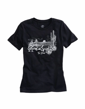 Tin Haul Womens Desert Lines Black 100% Cotton S/S T-Shirt Cultural Inspired