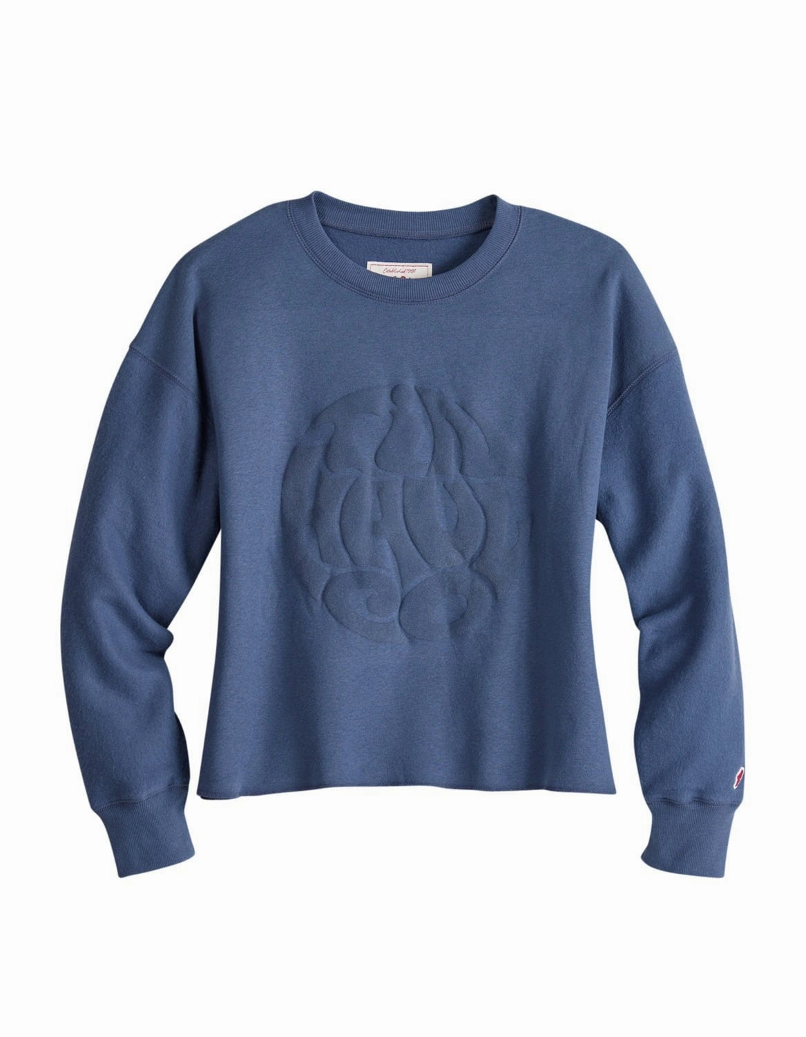 Tin Haul Womens Embossed Circle Navy Cotton Blend Pullover Sweater Detachable Layers Reinforced Shoulders