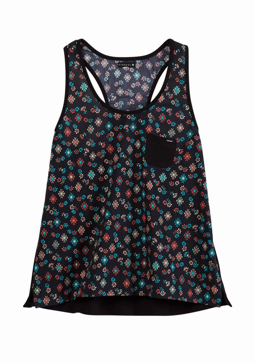 Modern Look Casual Wear Tin Haul Womens Floral Aztec Print Black 100% Cotton S/L Tank Top