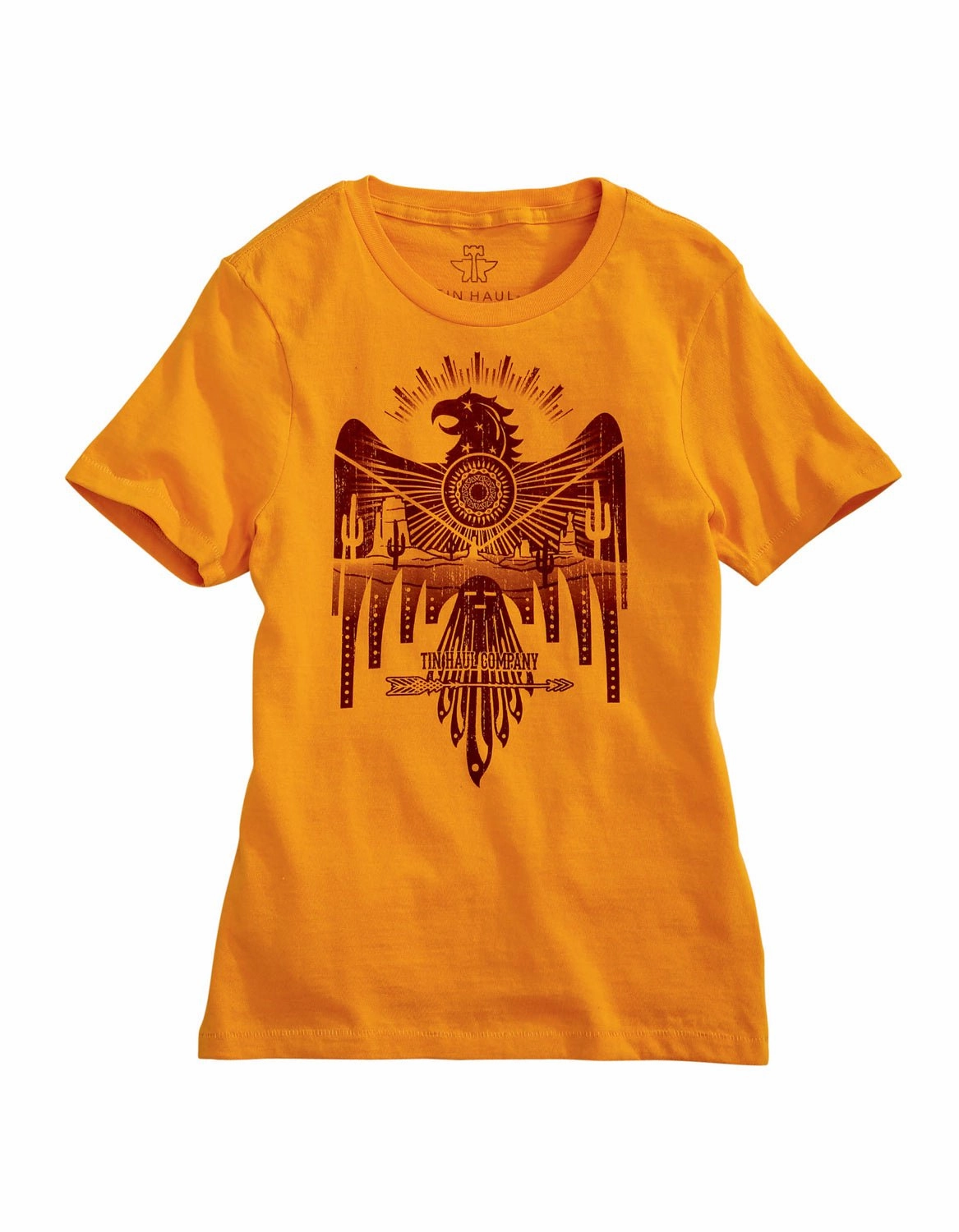 Tin Haul Womens Gold 100% Cotton Bold Eagle S/S T-Shirt Standalone Option Lightweight Construction