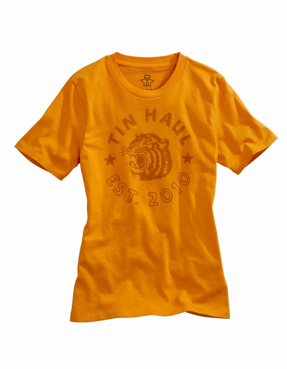 Tin Haul Womens Gold 100% Cotton Make Your Roar S/S Tiger T-Shirt Premium Pima Cotton Flexible Material