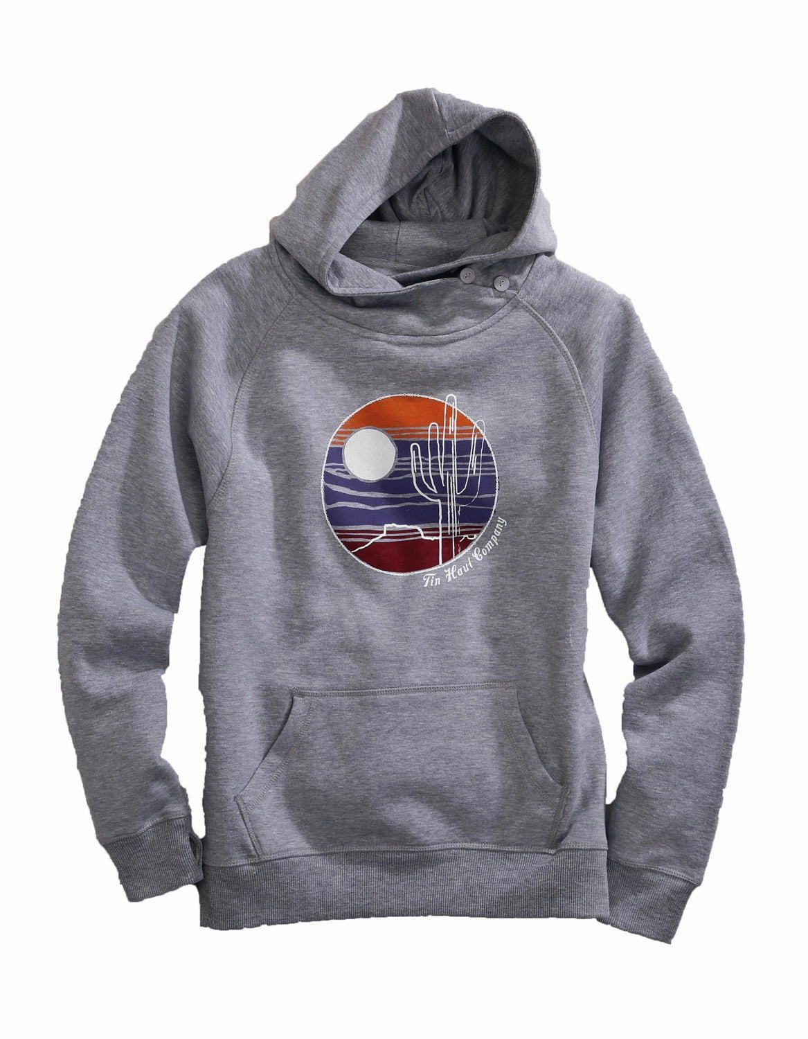 Cozy And Stylish Stylish Layer Tin Haul Womens Grey Cotton Blend Cactus Mountain Scenery Hoodie