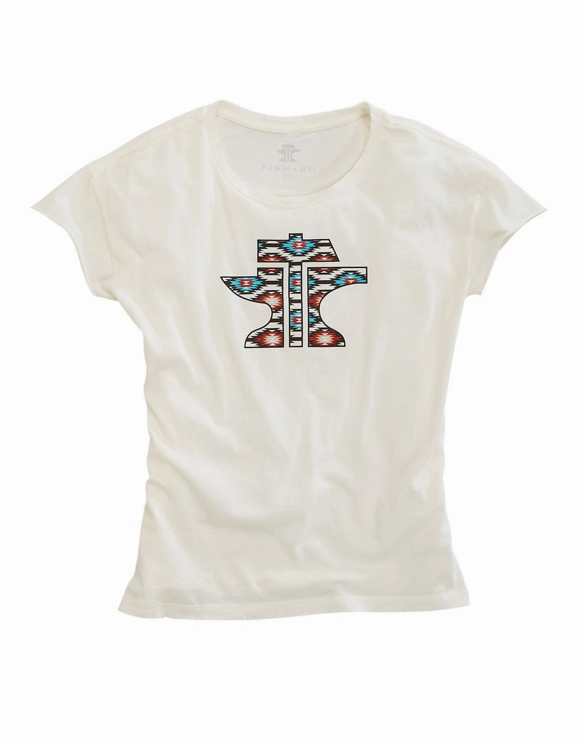 Easy Styling Tin Haul Womens Logo Aztec White 100% Cotton S/S T-Shirt