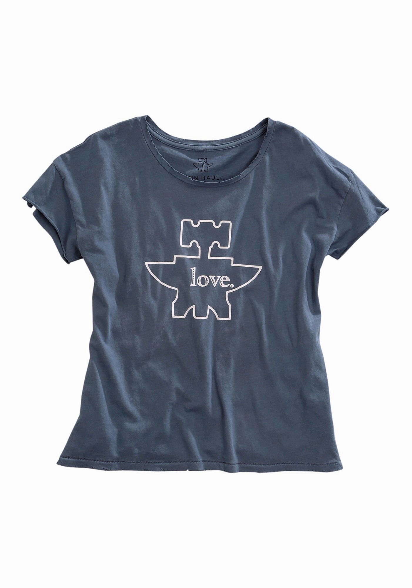 Functional Fashion Tin Haul Womens Love Anvil Logo Denim Blue 100% Cotton S/S T-Shirt