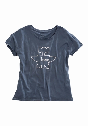 Layering Piece Tagless Labeling Tin Haul Womens Love Anvil Logo Denim Blue 100% Cotton S/S T-Shirt