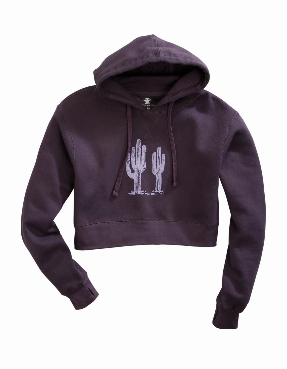 Quick Release Fasteners Tin Haul Womens Purple Cotton Blend Cactus Print Hoodie
