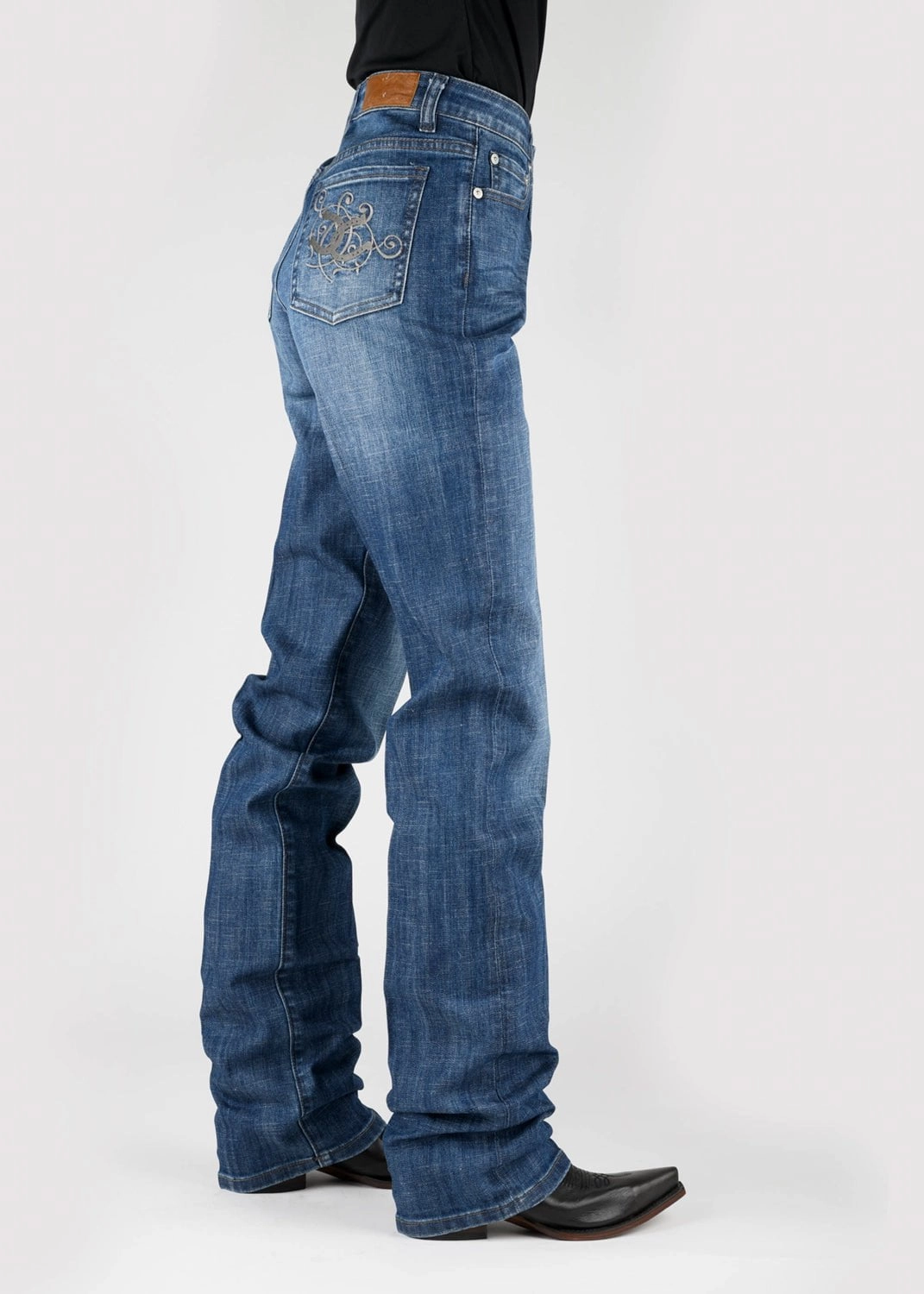 Tin Haul Womens Rachel Double Horseshoe Blue Cotton Blend Jeans Streetwear Fan Minimalist Style No Fuss Style