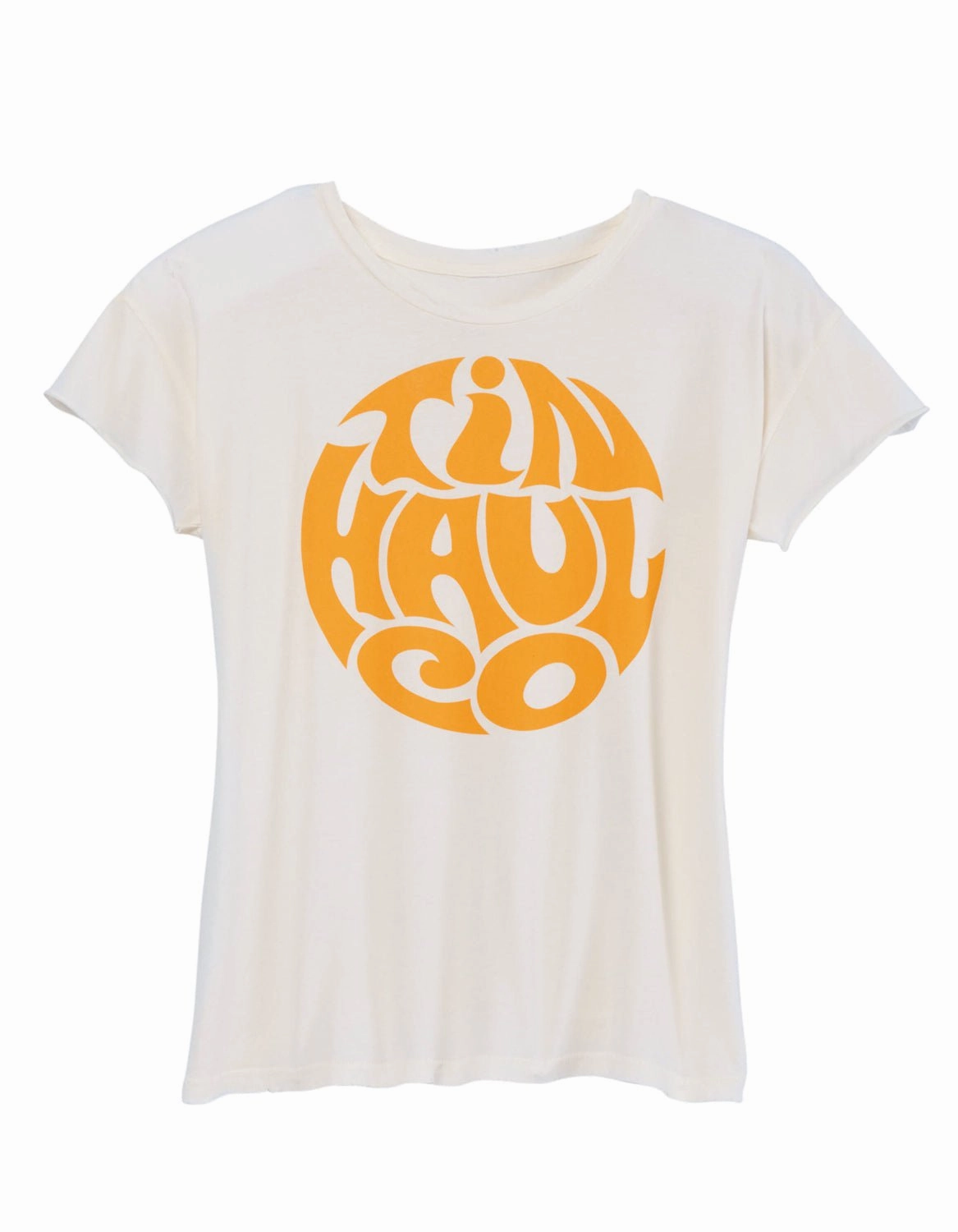 Tin Haul Womens Wavy Circle Print White 100% Cotton S/S T-Shirt Eco Friendly Dye