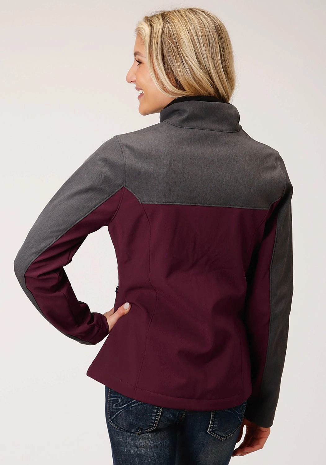 Eco Certified Textile Layer Piece Roper Womens Wine/Grey Polyester PCD Softshell Jacket