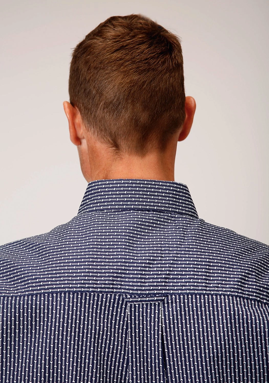 Roper Mens Blue Cotton Blend Arrow Rope BD S/S 1 Pkt Shirt Flexible Shoulder Construction