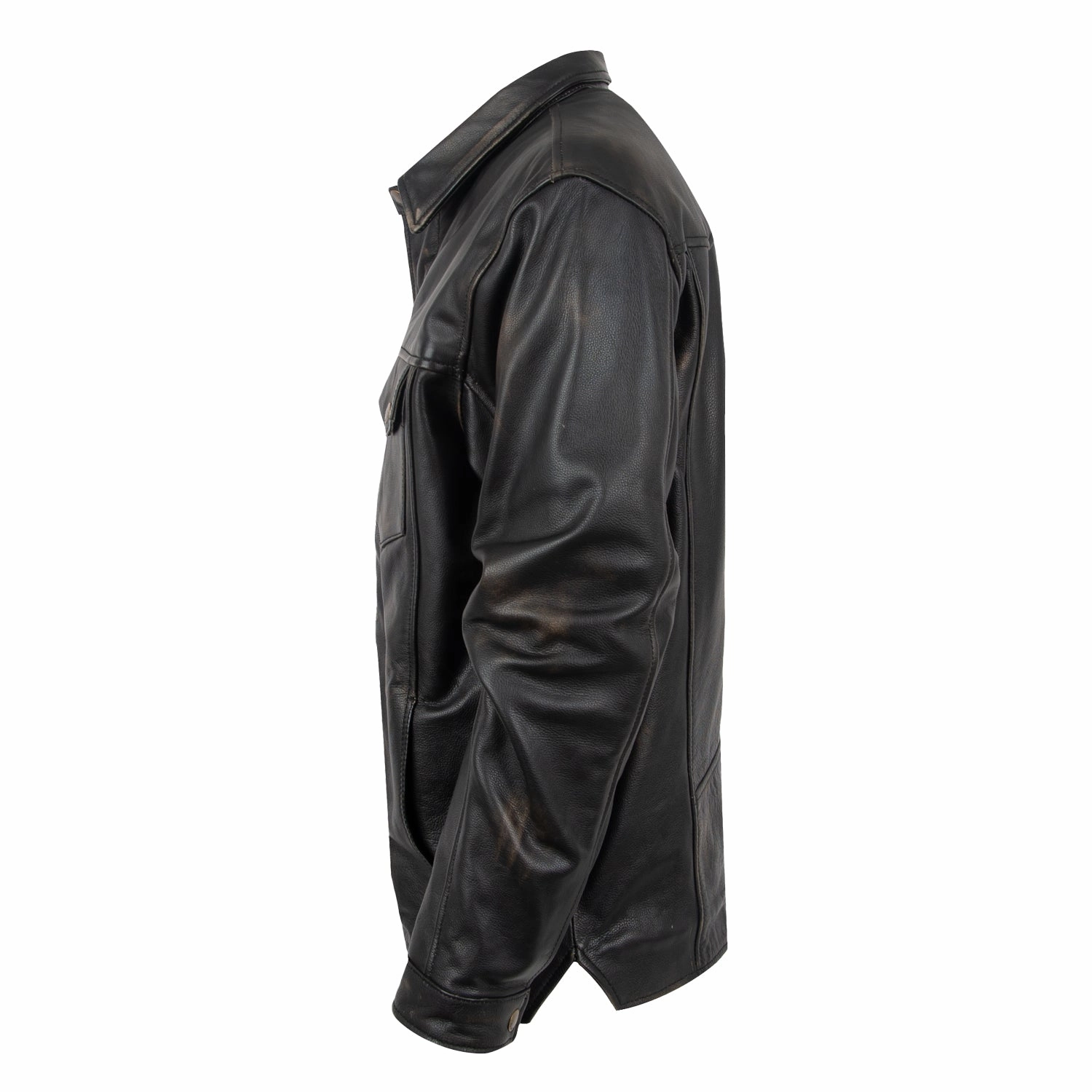 STS Ranchwear Mens Rancher Vintage Black Leather Leather Jacket Thermoregulating Lining All Season Performance Weave