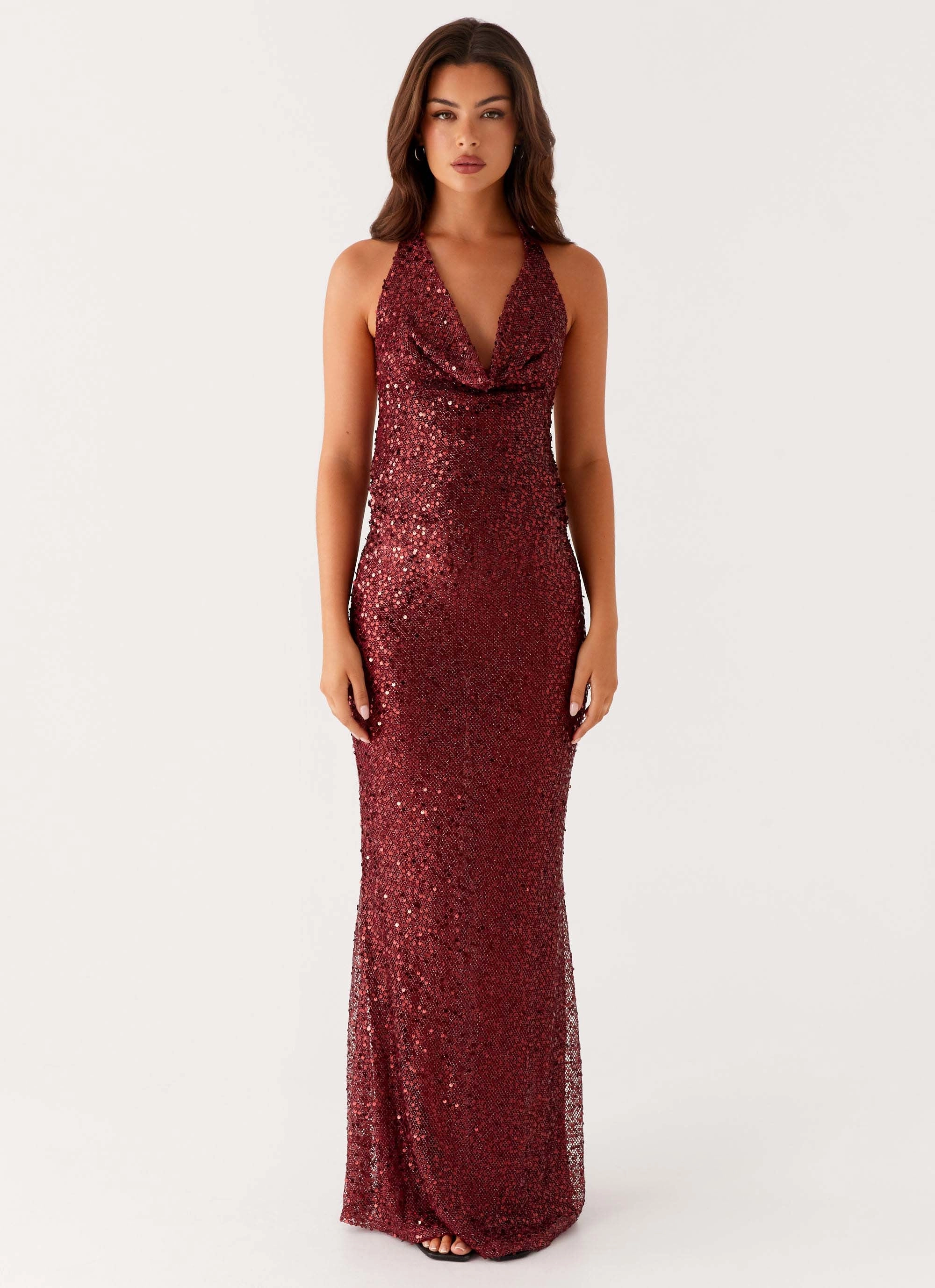 Treasured Sequin Maxi Dress - Fuchsia Softly Structured