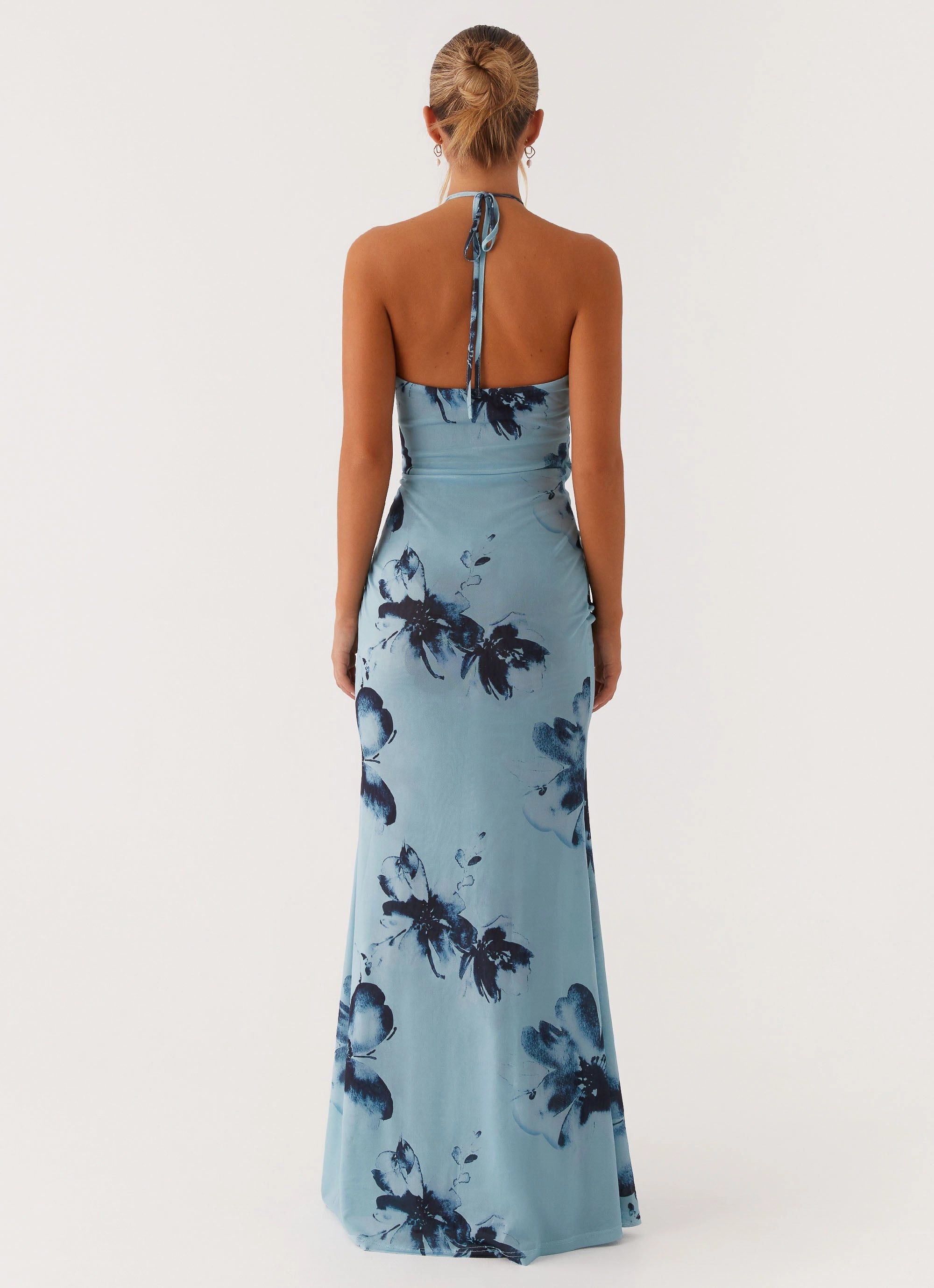 Antonia Maxi Dress - Black Blue Floral Versatile Winter Outerwear