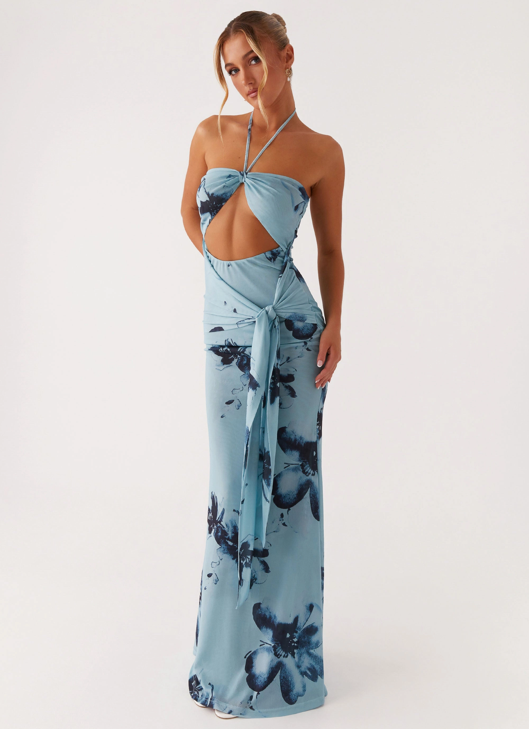 Heavyweight Warmth Antonia Maxi Dress - Black Blue Floral
