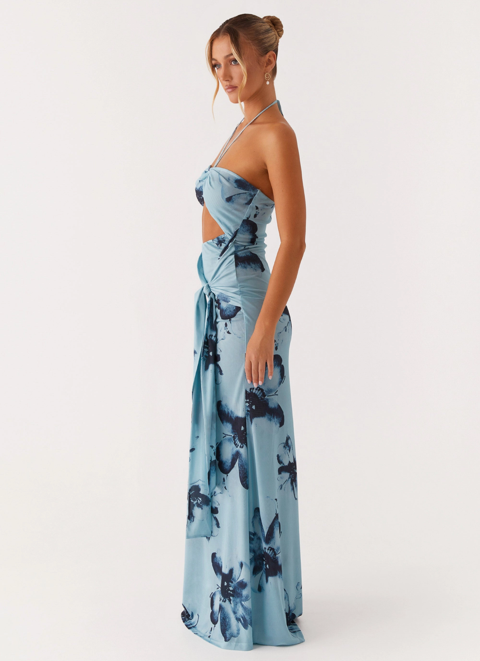 All-Weather Protection Antonia Maxi Dress - Black Blue Floral