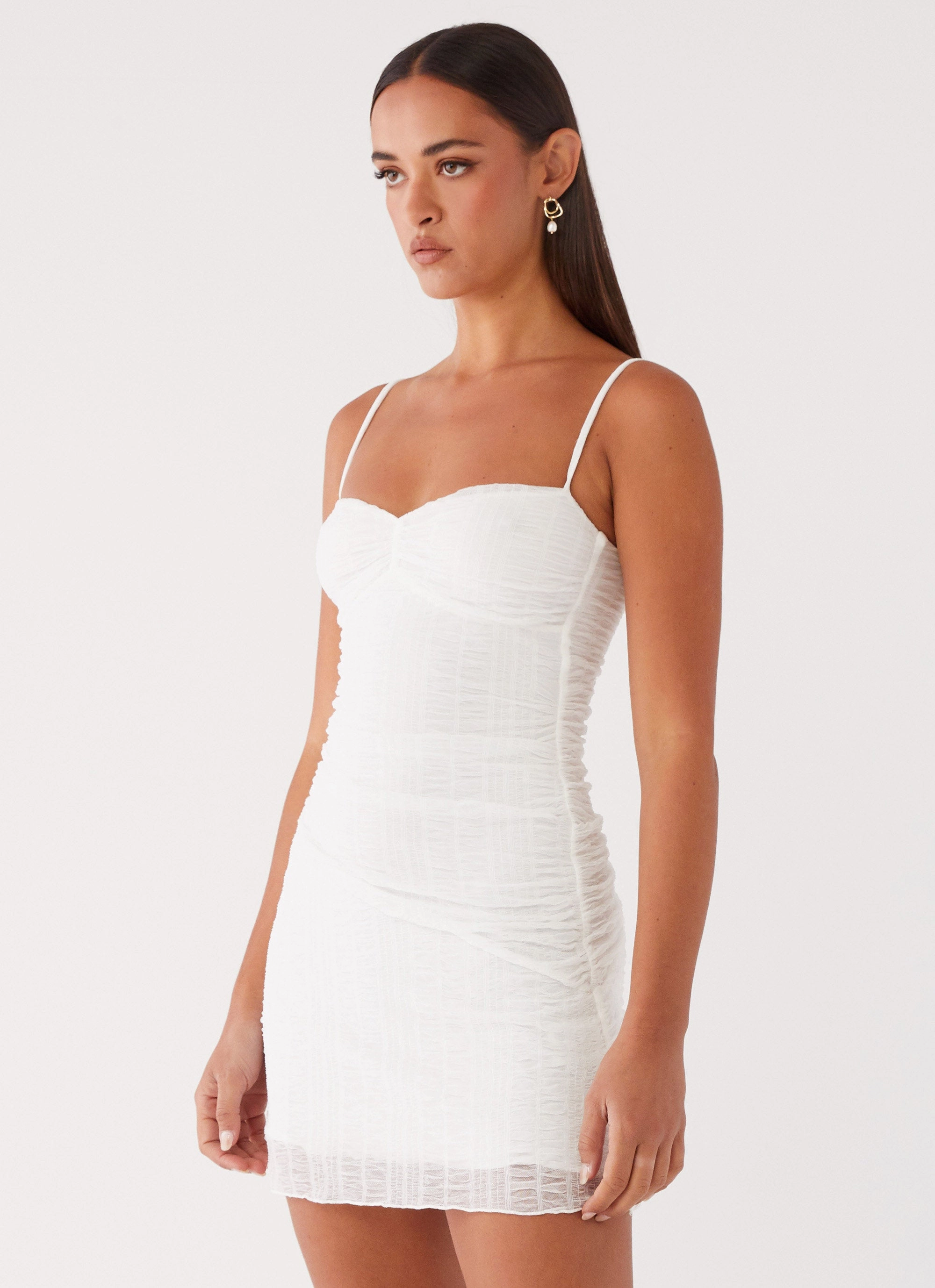 Relaxed Finish Perfect Wear Arden Mesh Mini Dress - White