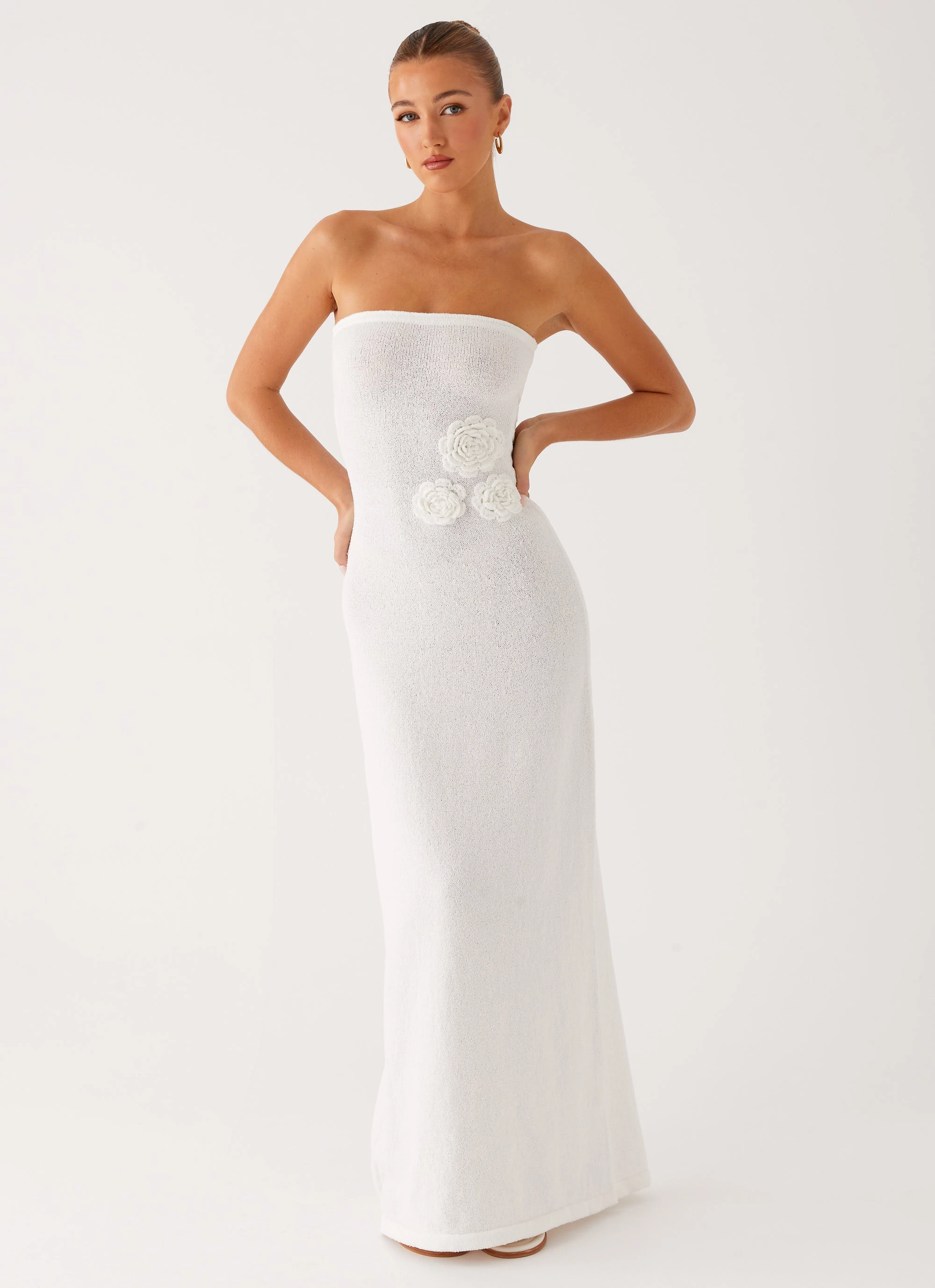 Arli Strapless Maxi Dress - Ivory Comfortable Jacket