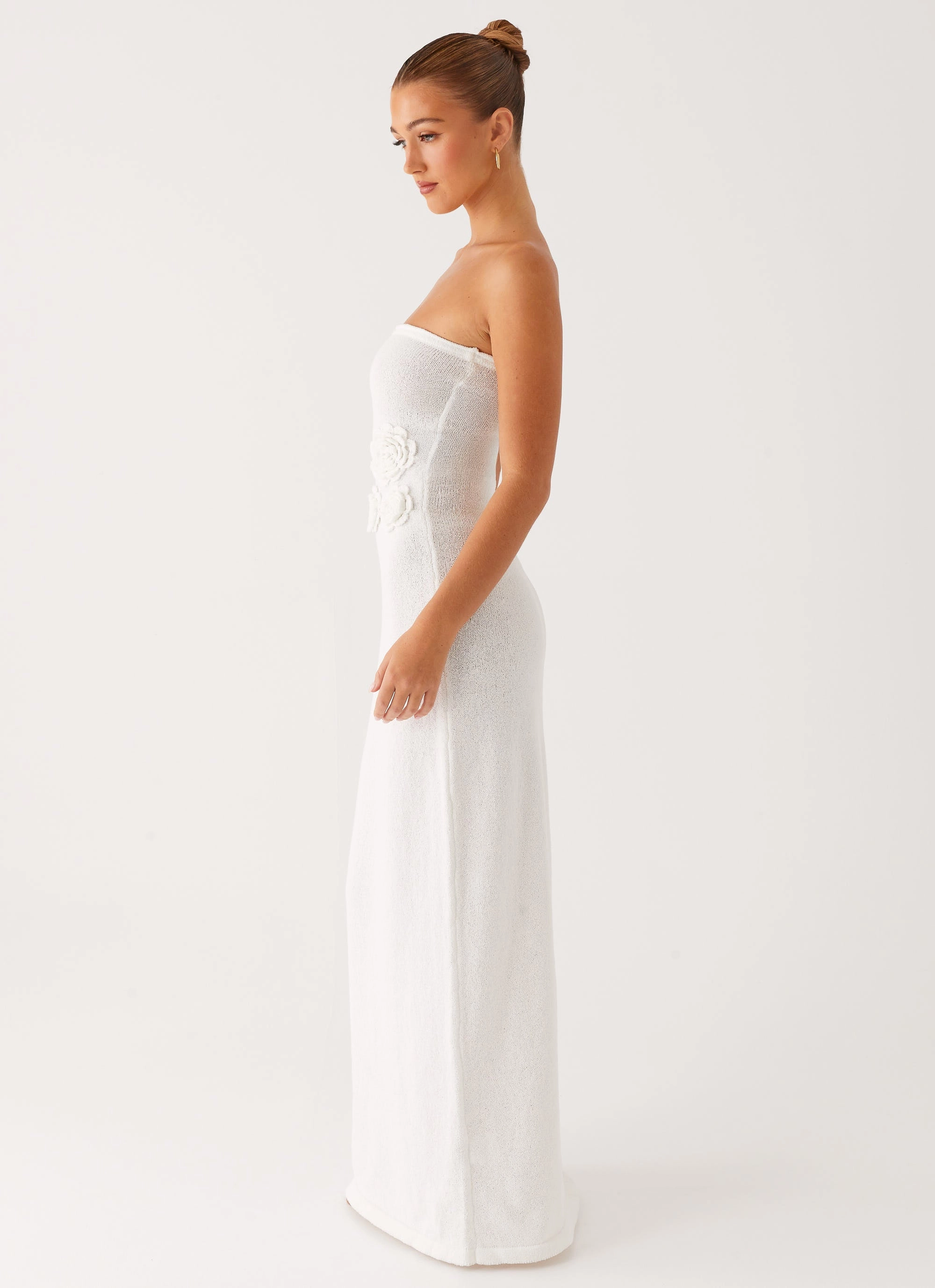 Puffy Jacket Arli Strapless Maxi Dress - Ivory