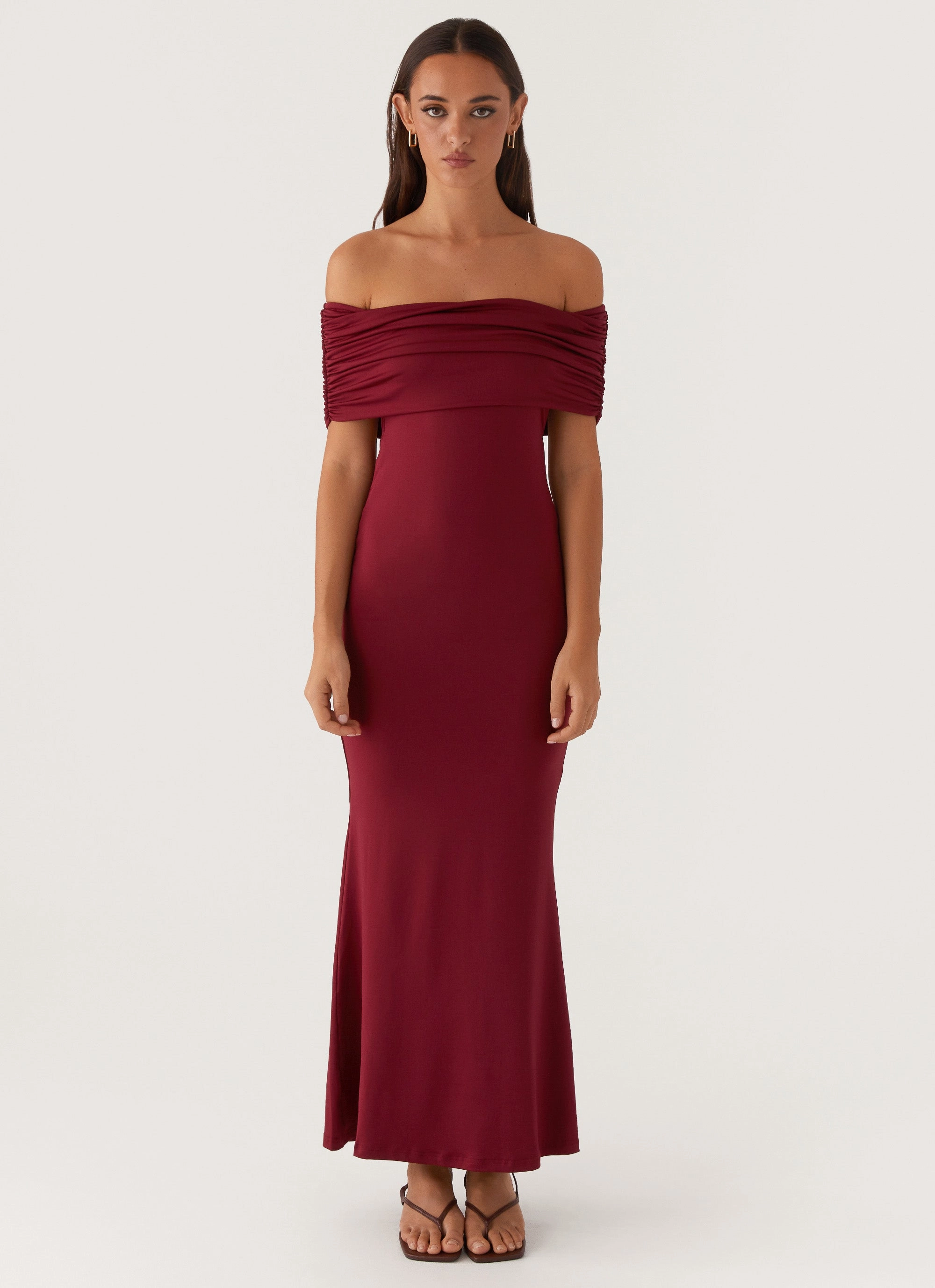 City Bright Maude Maxi Dress - Maroon