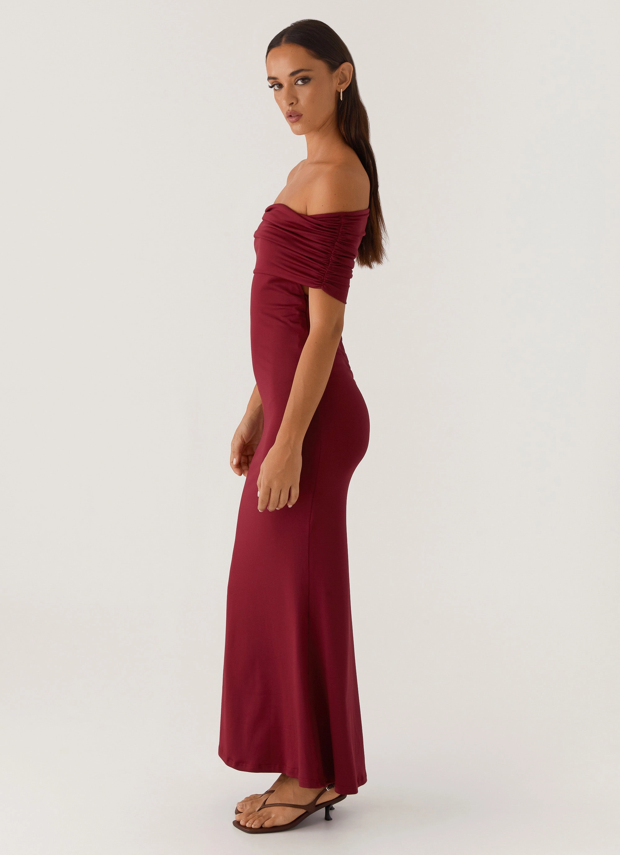 Stretchable Maude Maxi Dress - Maroon
