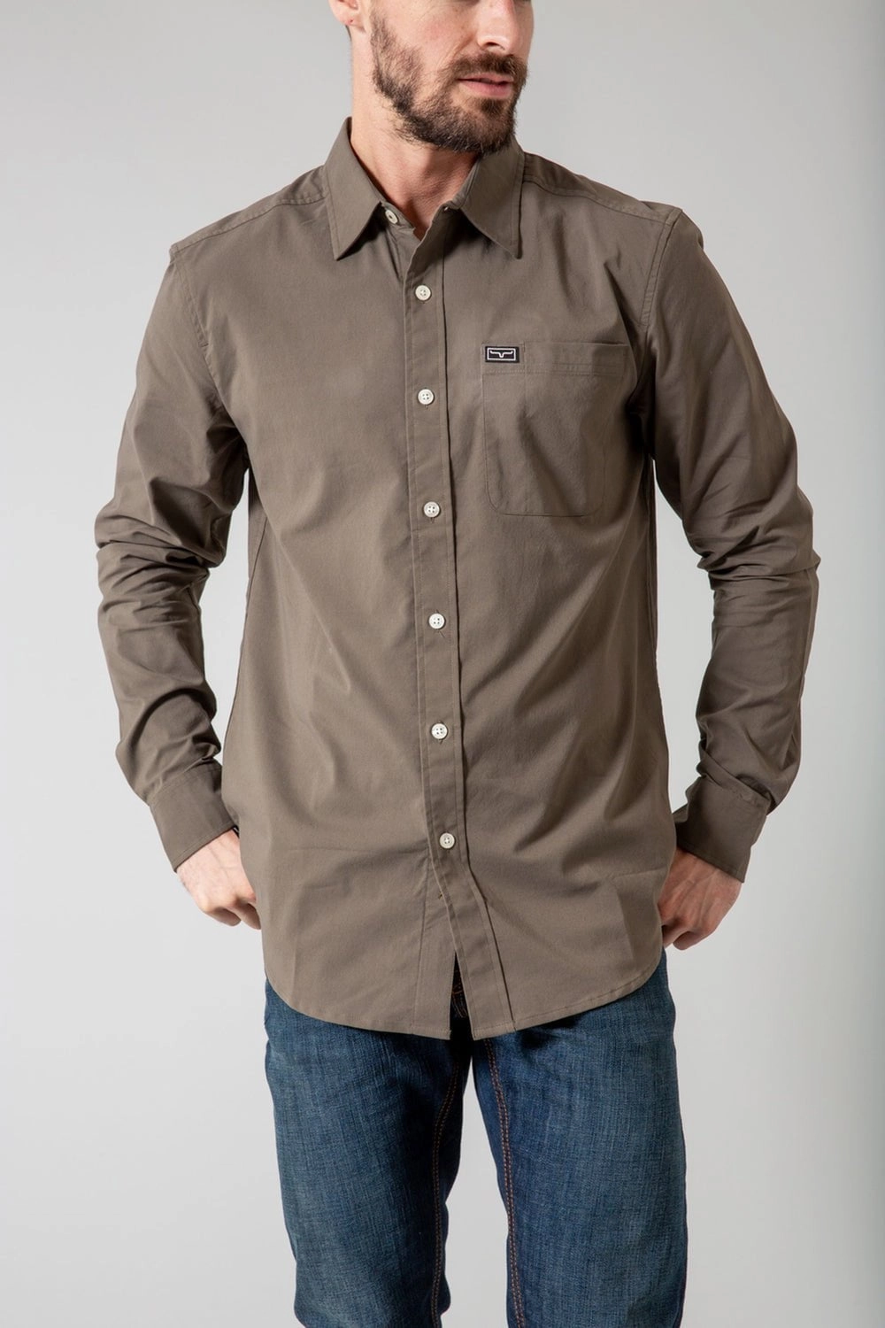 Winter Essentials Kimes Ranch Mens Linville Army Cotton blend L/S Shirt