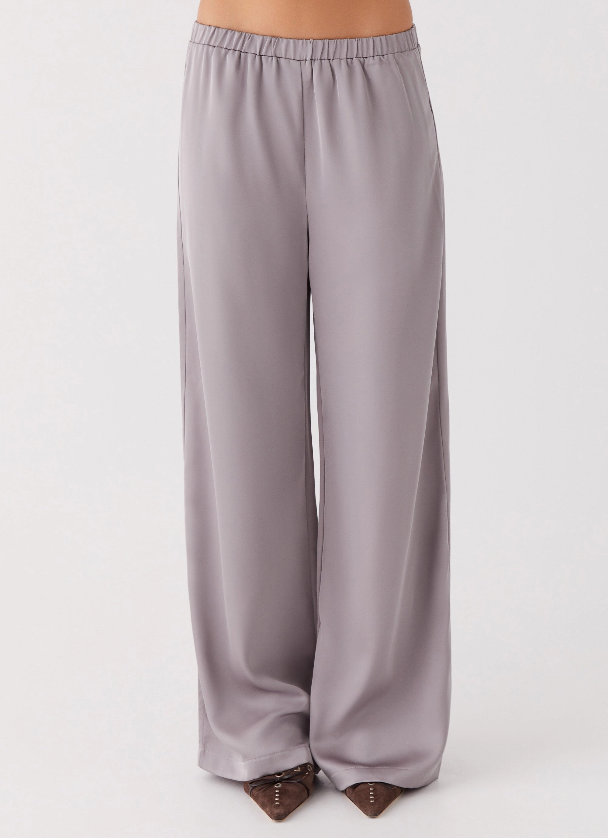 Palm Cove Satin Pants - Grey Lightweight Build Flatlock Seam Technology
