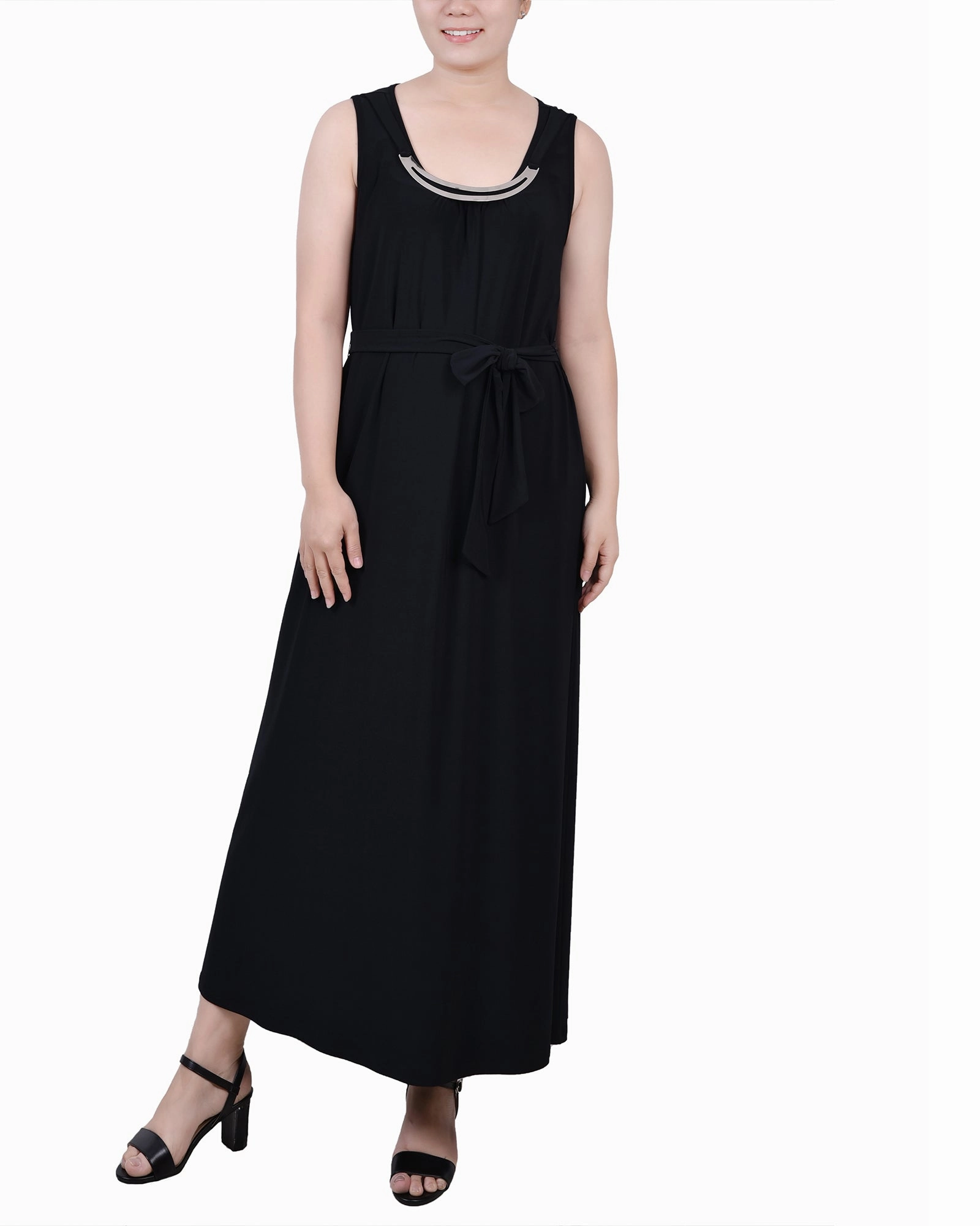 Ankle Length Sleeveless Dress Bare Arm Panelled-Design
