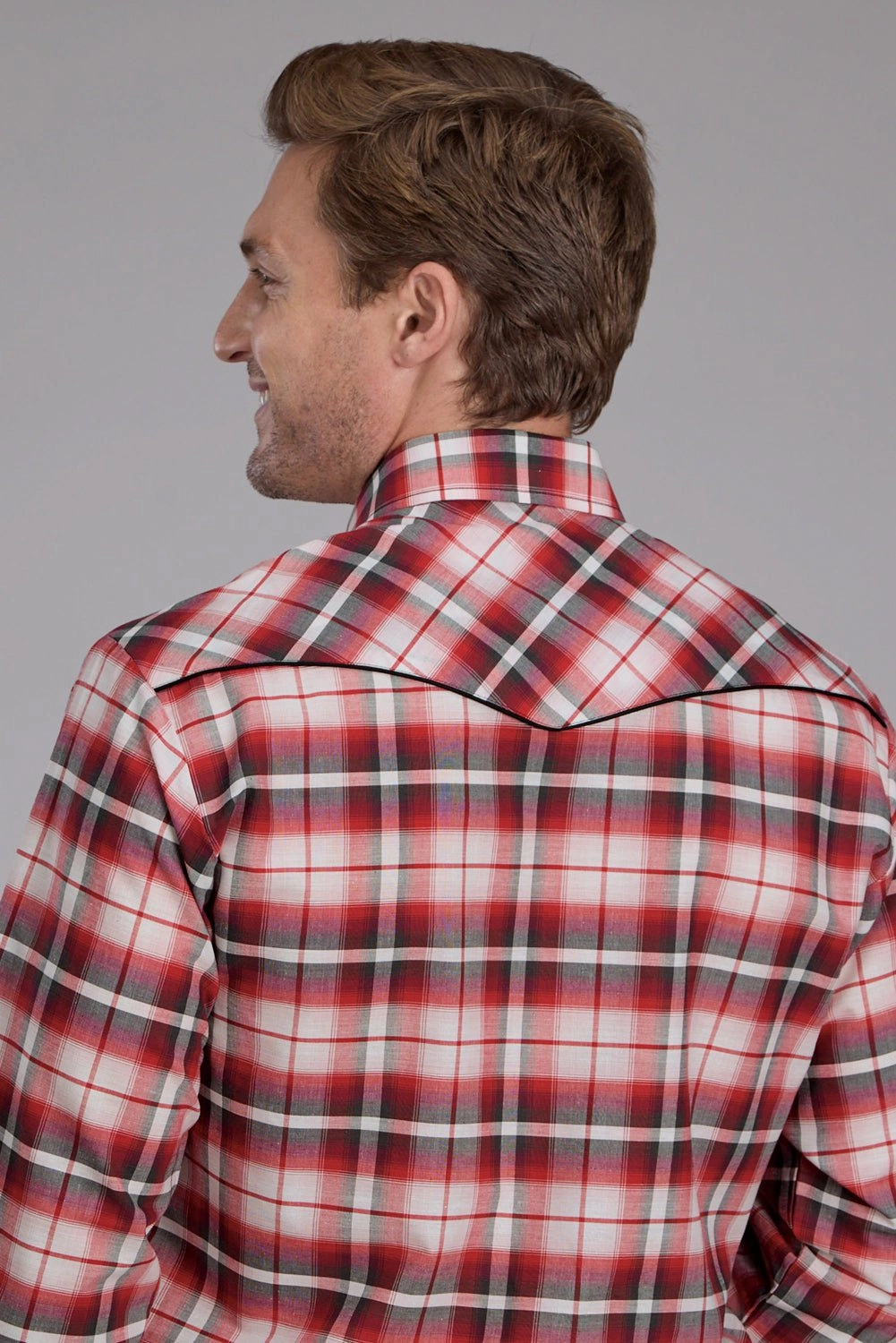 Quick Dry Technology Roper Mens 2408 Plaid Horse Red Cotton Blend L/S Shirt