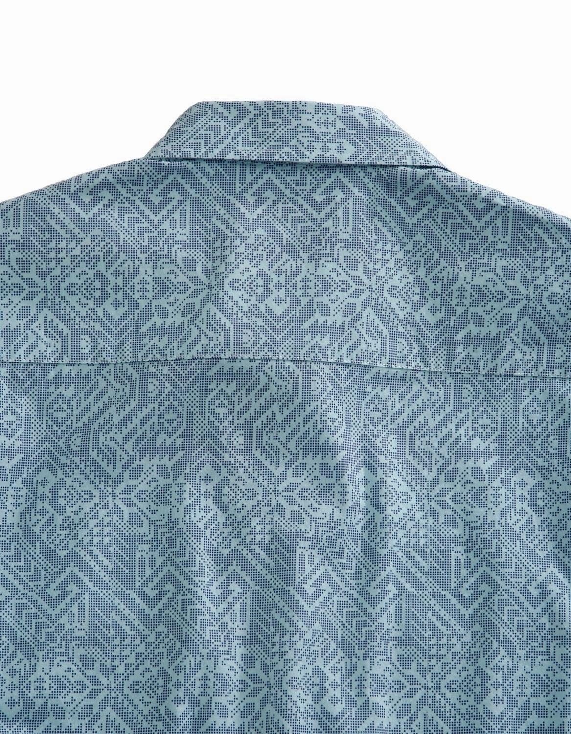 Anti Static Treatment Ethical production Tin Haul Mens Dot Matrix Aztec Blue 100% Cotton L/S Shirt
